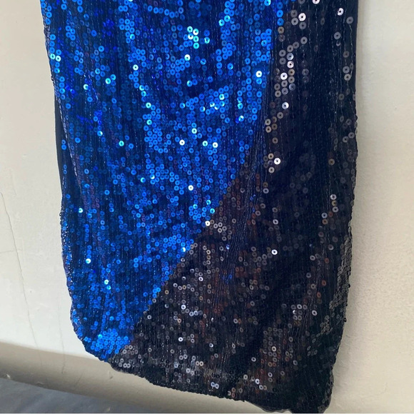 EUC Sparkly Sequin Blue Silver Black Bejeweled Party Sleeveless Mini Dress - Picture 6 of 7